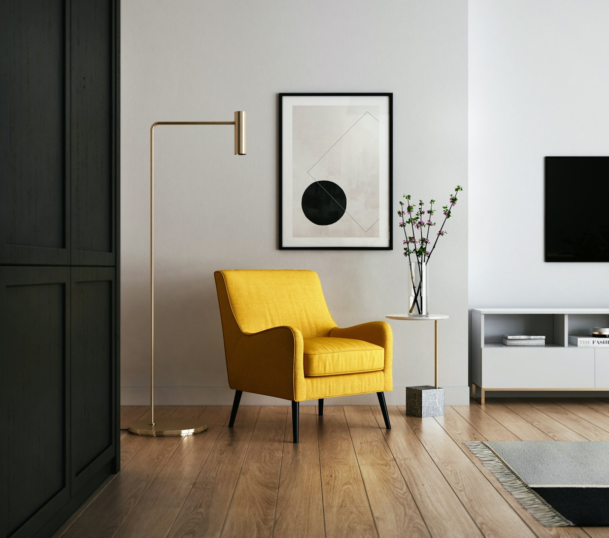 Minimal living room with neutral tones